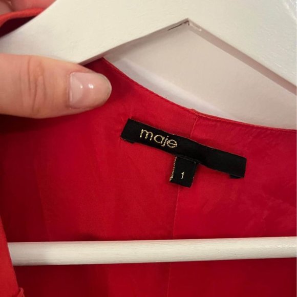 Maje Red 100% Silk Dress - Picture 5 of 7
